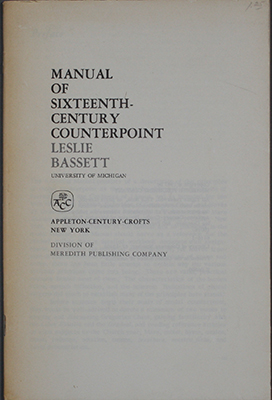 Manual of Sixteenth-Century Counterpoint